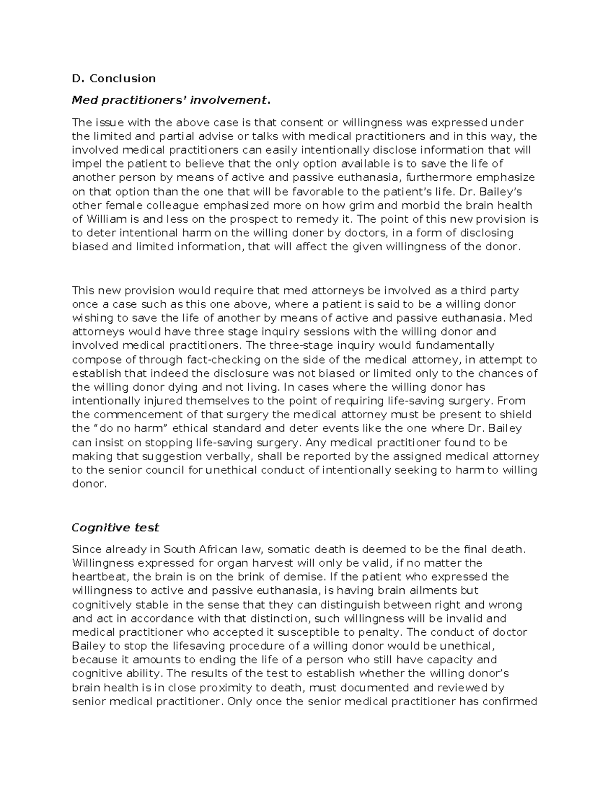 D - How to edit an essay - D. Conclusion Med practitioners’ involvement ...