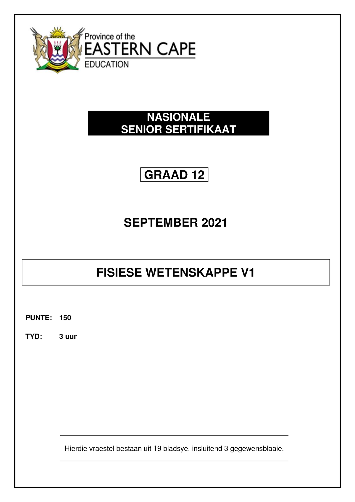 Physical Sciences P1 QP SEPT 2021 Afrikaans - NASIONALE SENIOR ...