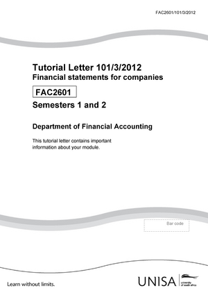 FAC1601 Assessment 2 Prepation Classes Slides - FAC1601/ Financial ...