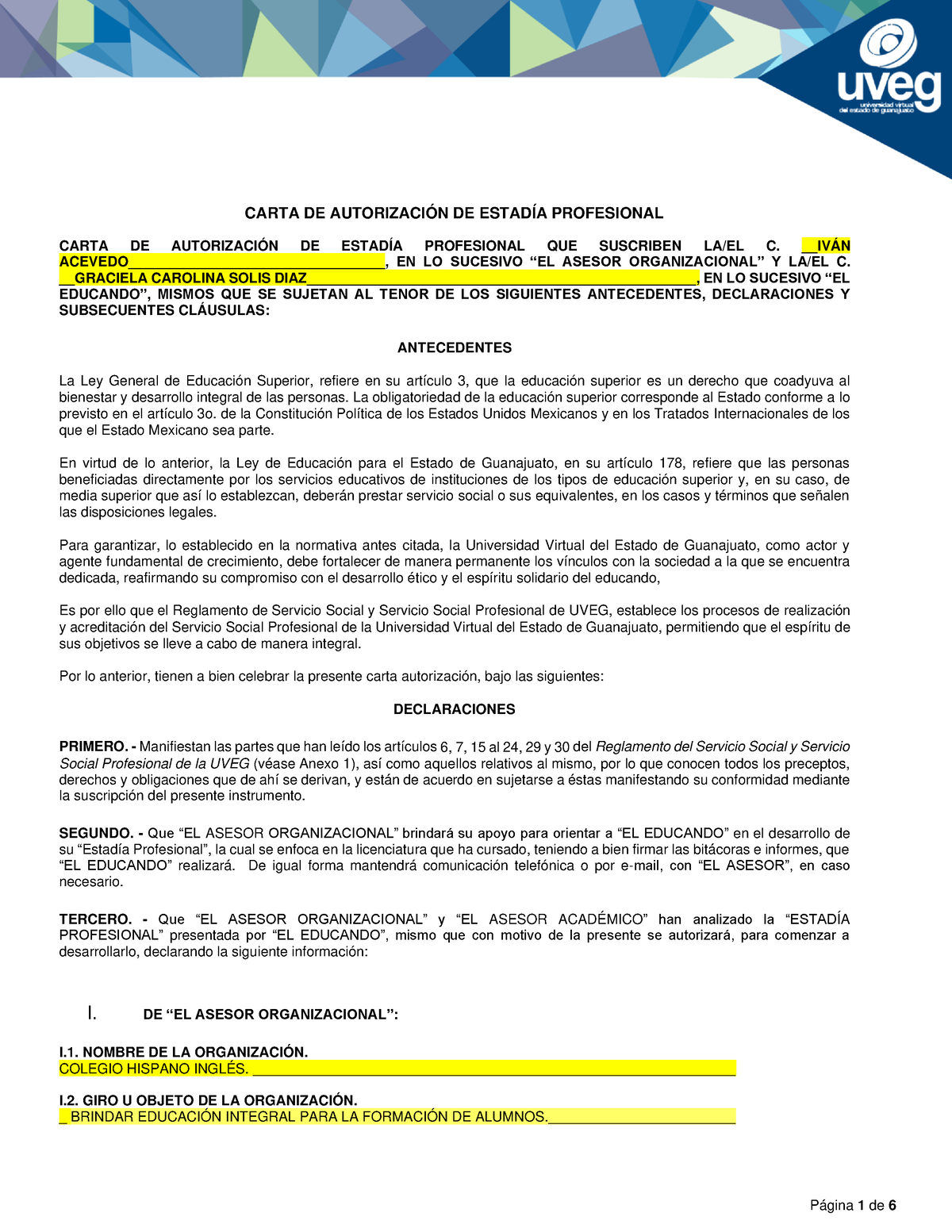 Estad Ã­a Carta De Autorizaci Ã³n - CARTA DE AUTORIZACIÓN DE ESTADÍA ...