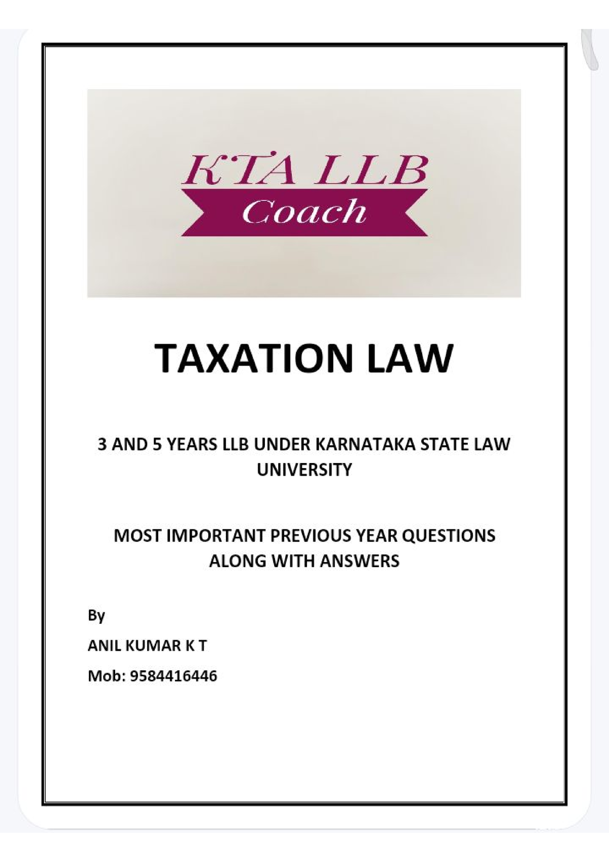 Taxation - BA.Llb - Studocu