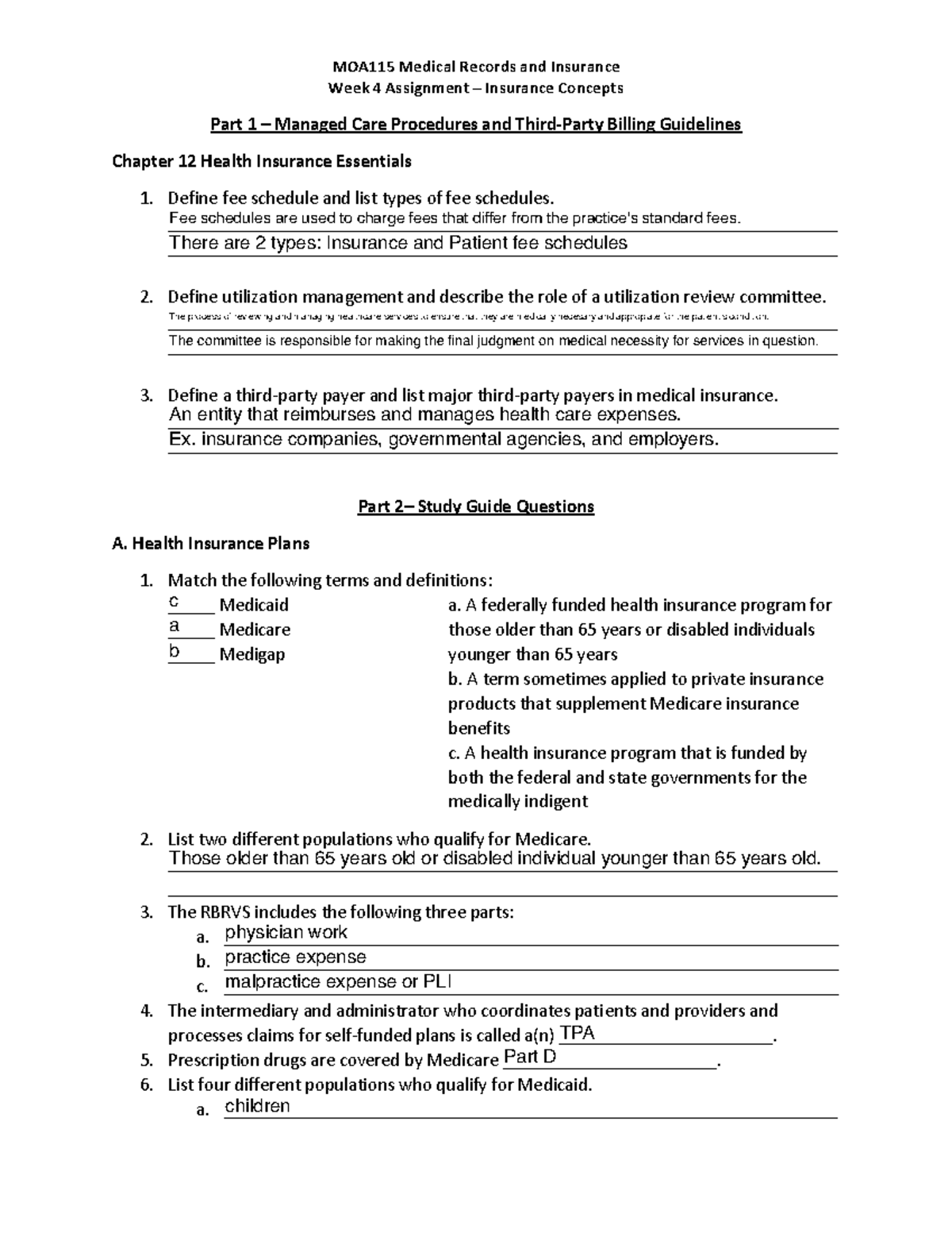 Week4 - the vhhhkkvv - MOA115 Medical Records and Insurance Week 4 ...