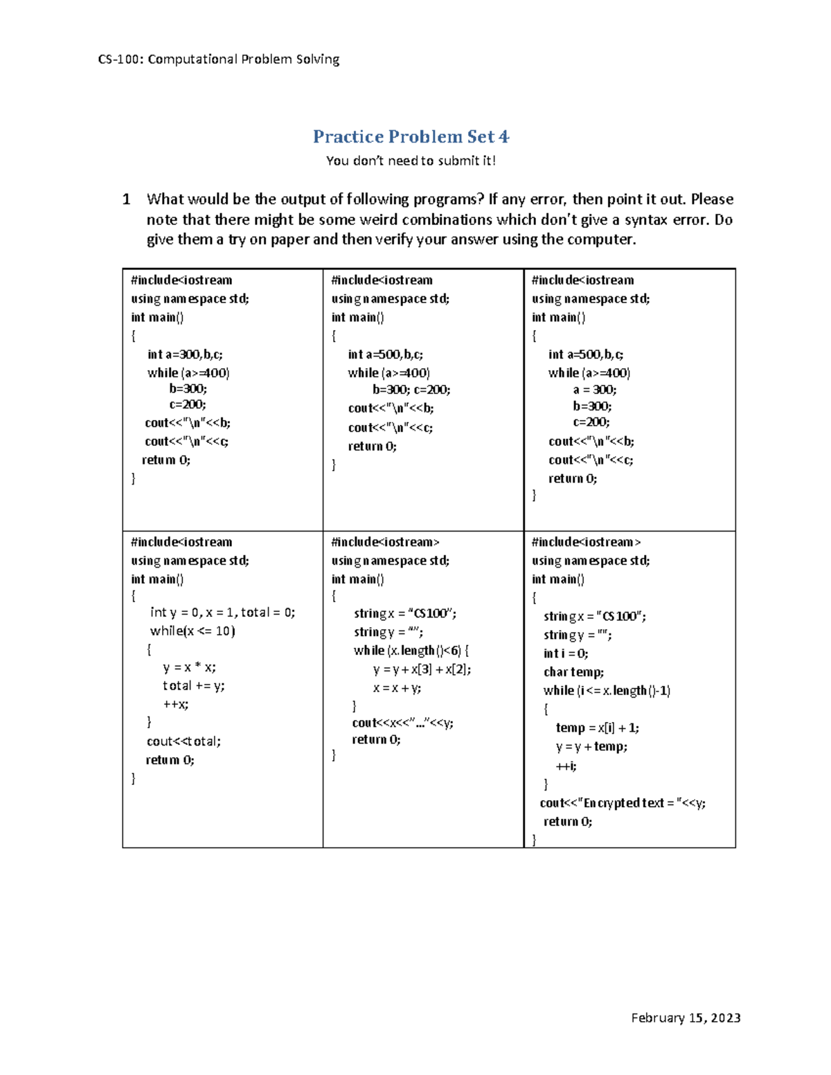 ces 1005 problem solving answers