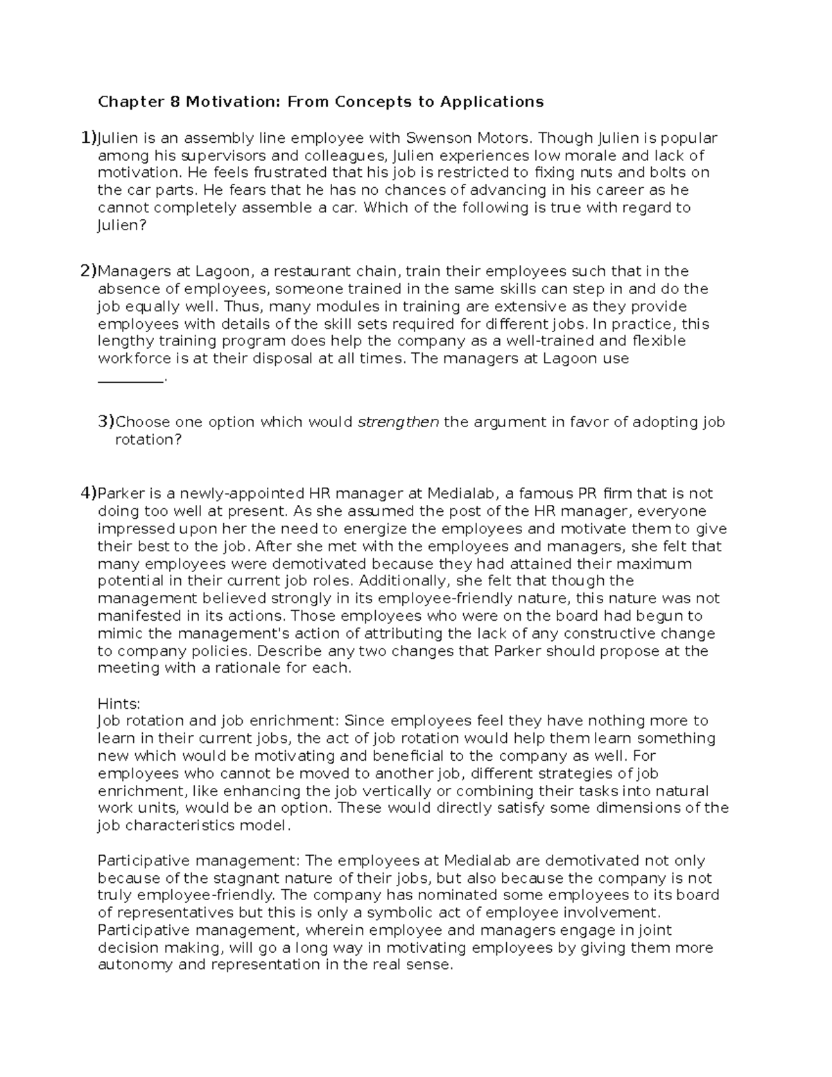 Final exam practice - Chapter 8 Motivation: From Concepts to ...