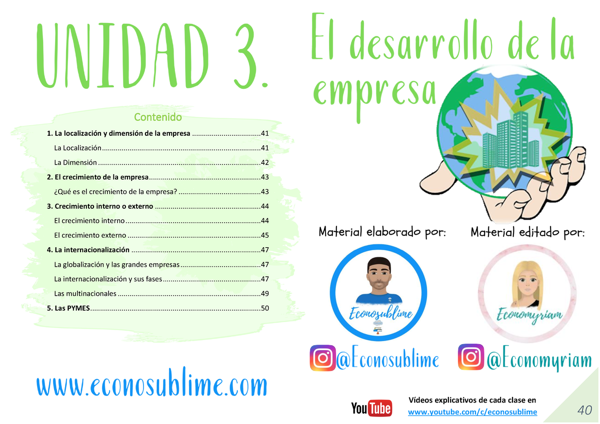 Unidad 3 El Desarrollo De Las Empresas Contenido Vídeos Explicativos De Cada Clase En 1 La 2223