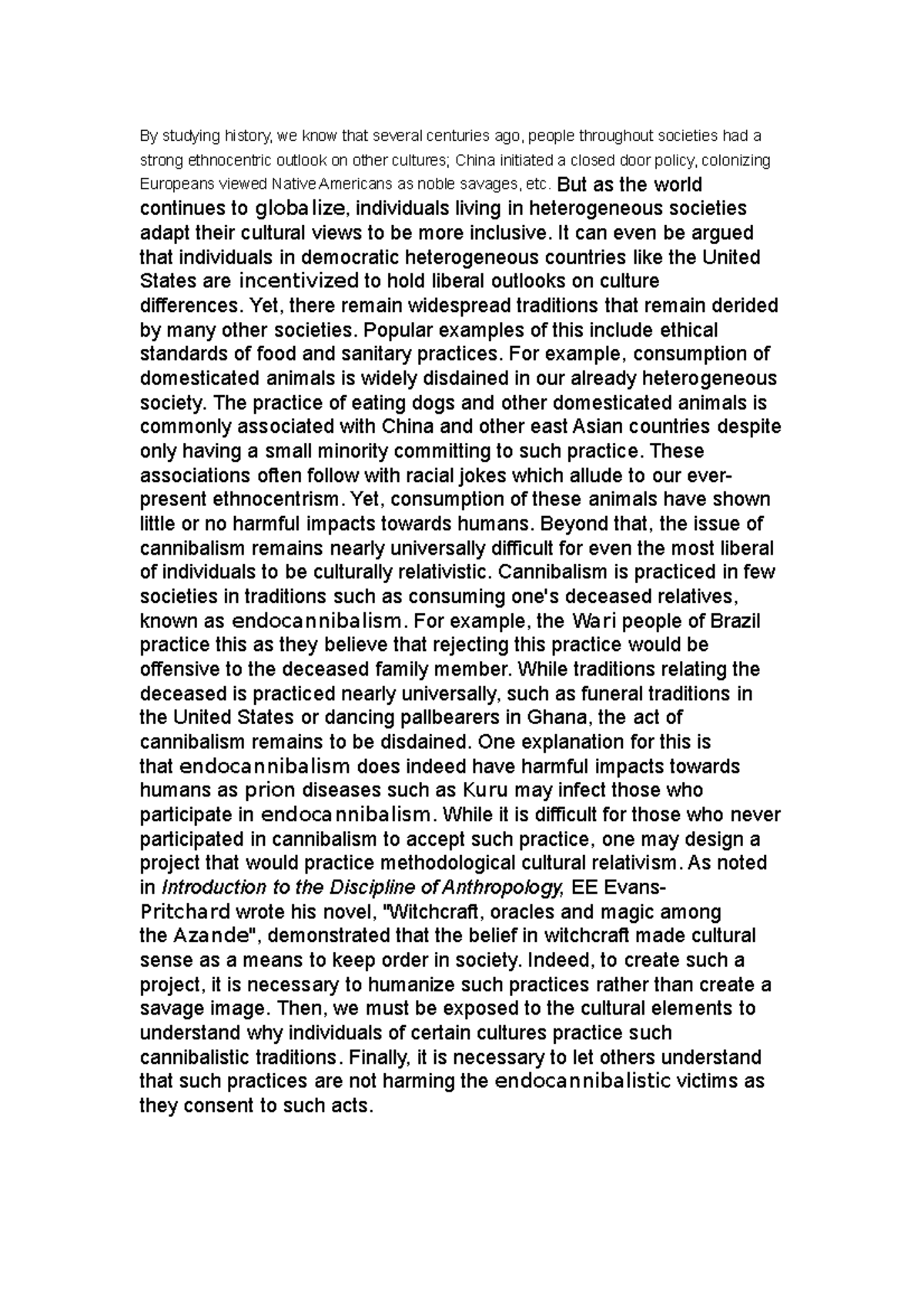 Anth D2 - Personal note about Discussion Assignment. - By studying ...