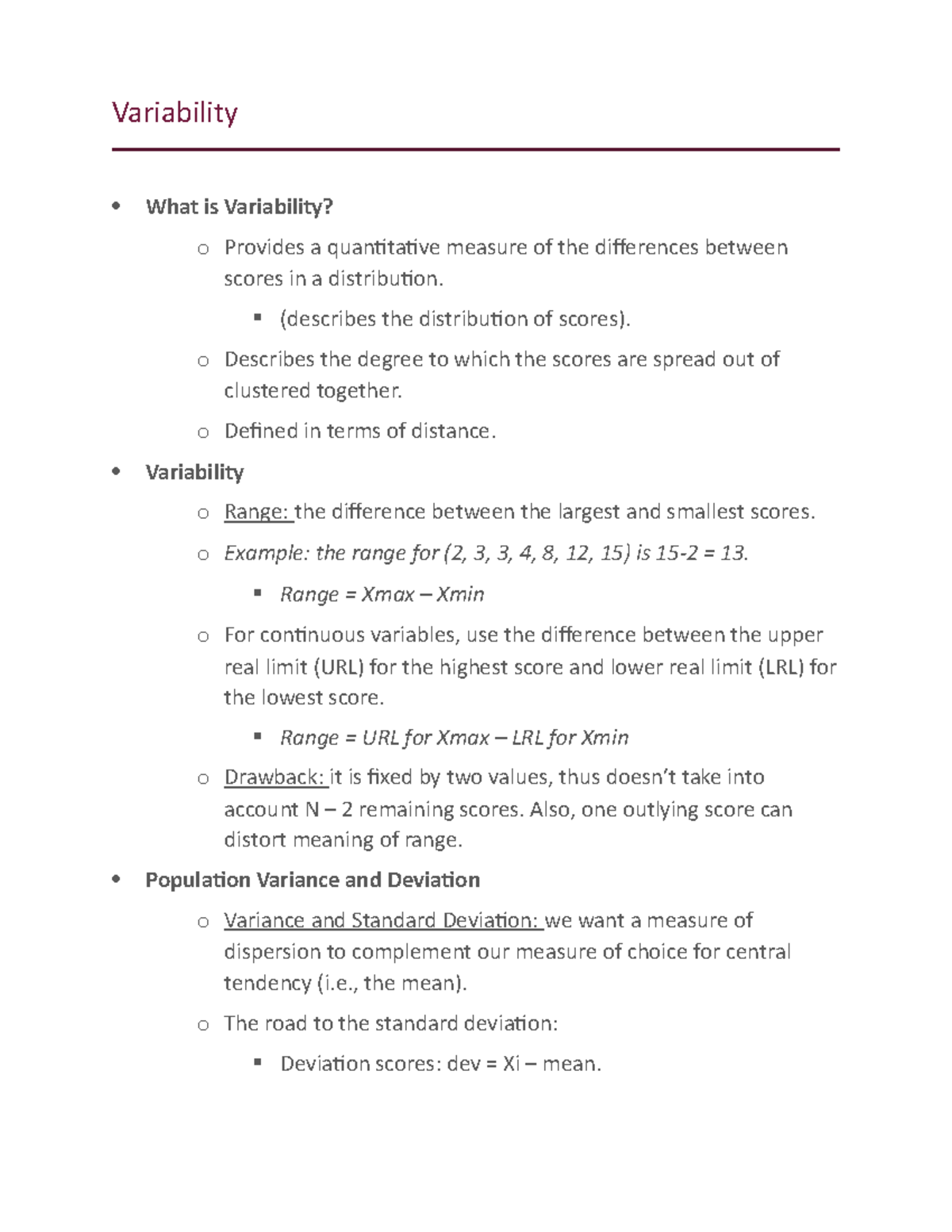 Variability in Statistics - Studocu