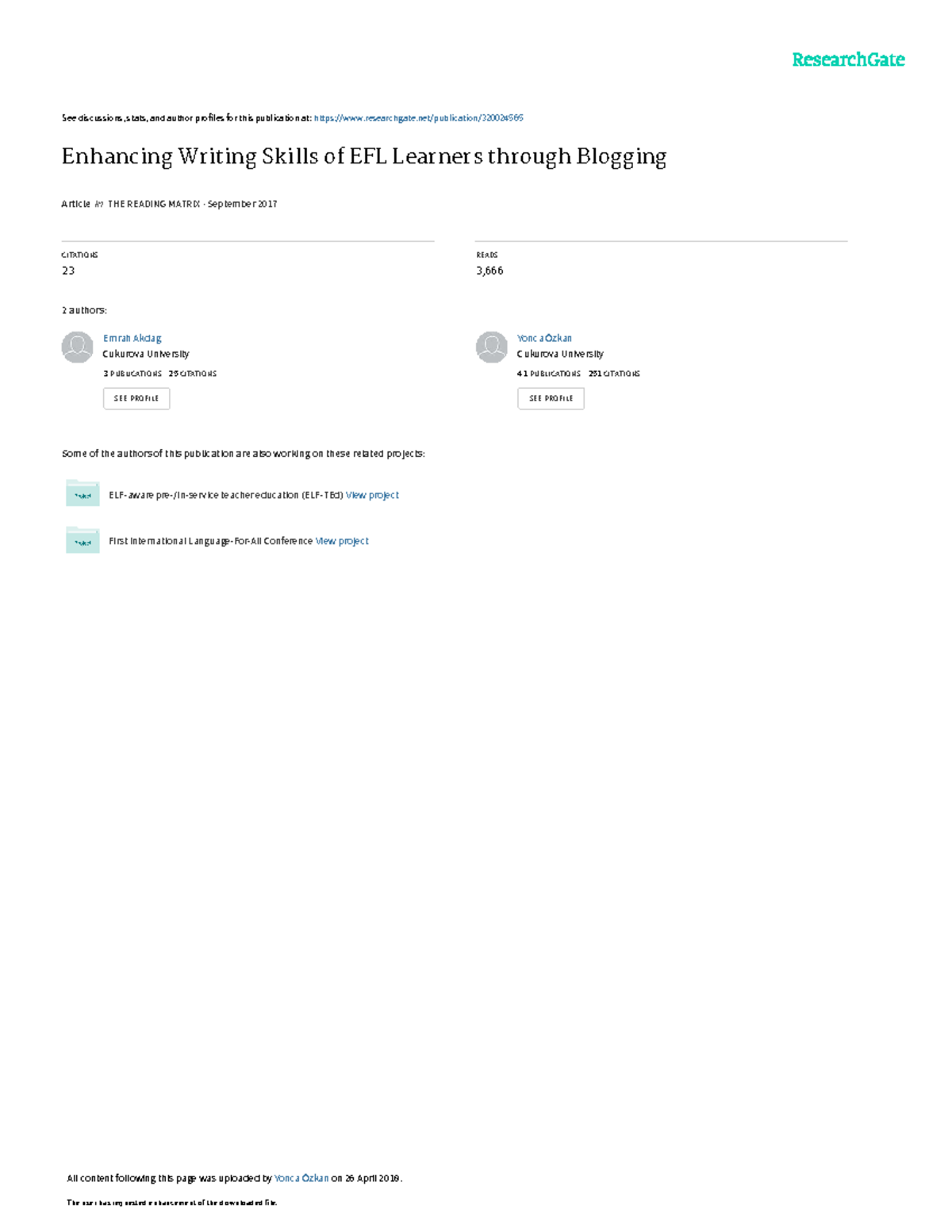 Enhancing Writing Skills of EFL Learners through Blogging - See ...