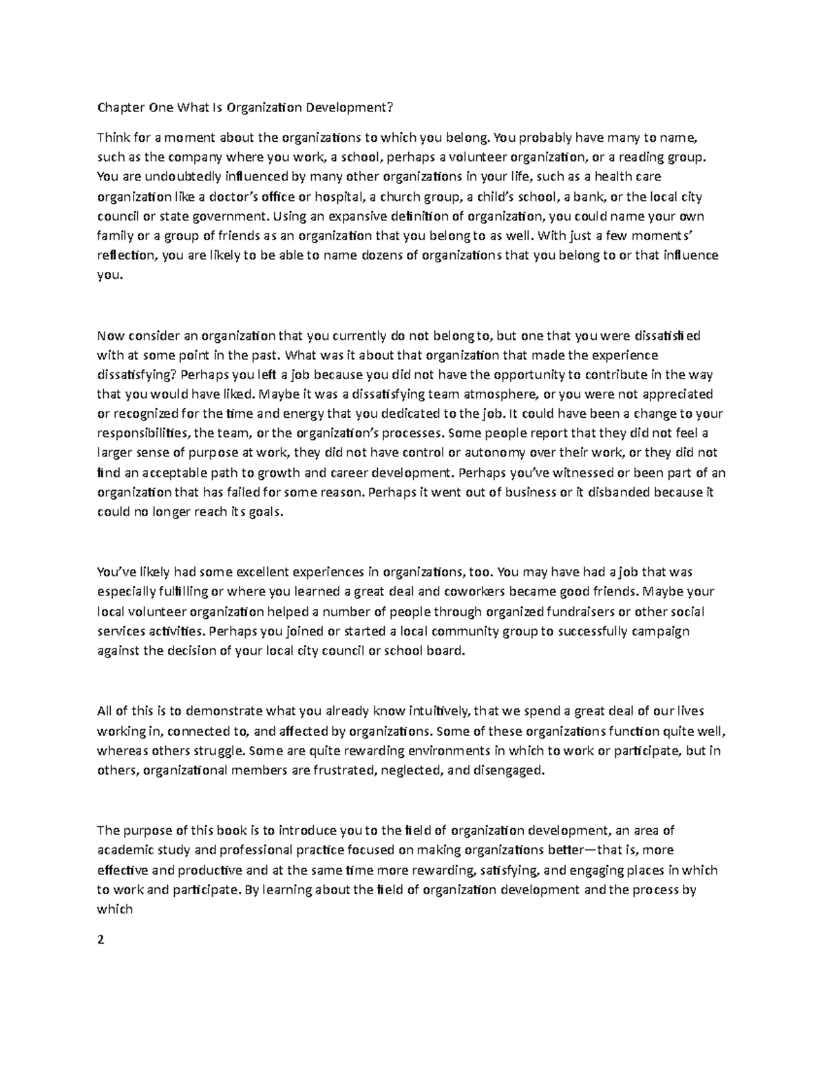 Chapter 1 etext book - Chapter One What Is Organizaion Development ...