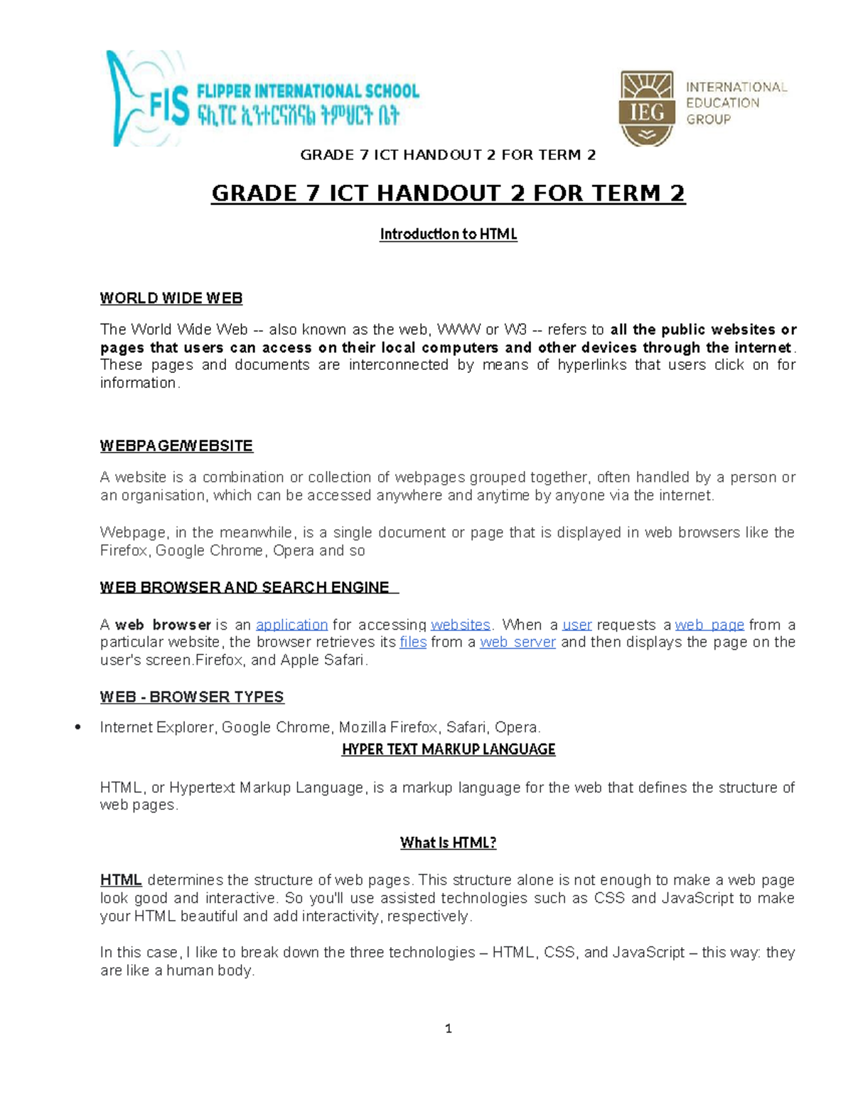 Grade 7 ICT Handout 2 FOR TERM 2 Preview - GRADE 7 ICT HANDOUT 2 FOR ...