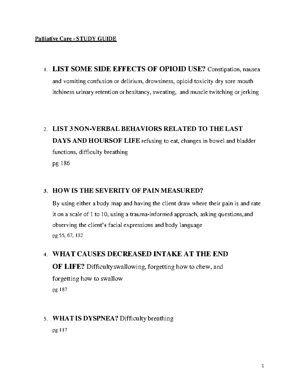 Study Guide Palliative Care - Palliative Care - STUDY GUIDE 1. LIST ...