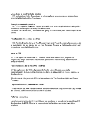 Llegada De La Electricidad A Mexico Ier032 Studocu