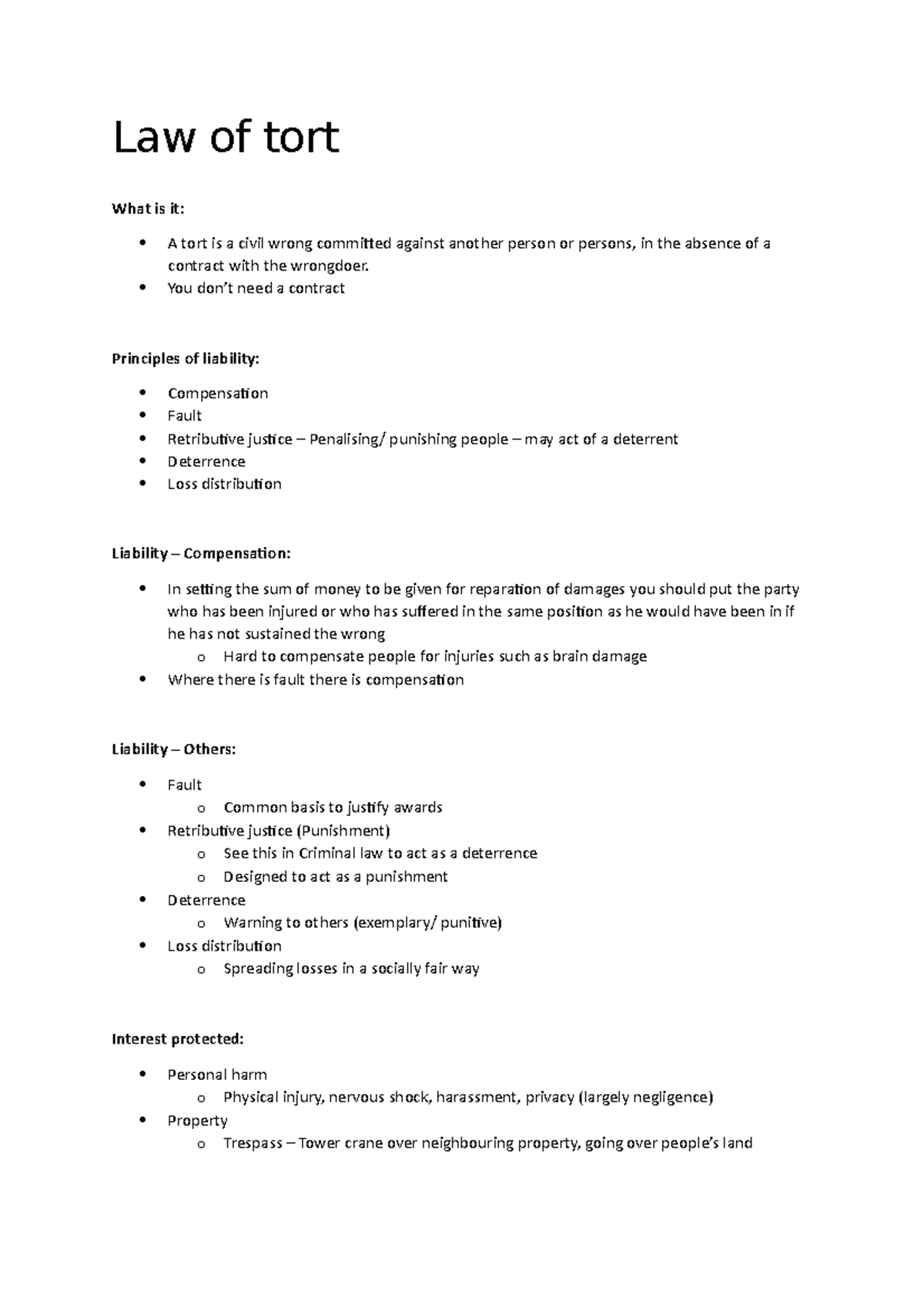 Lecture 4 Law of tort 1 Law of tort What is it A tort is a civil