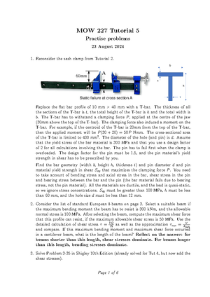 Tut9 - tutorial 9 Questions - MOW 227 Tutorial 9 Practise problems 11 ...
