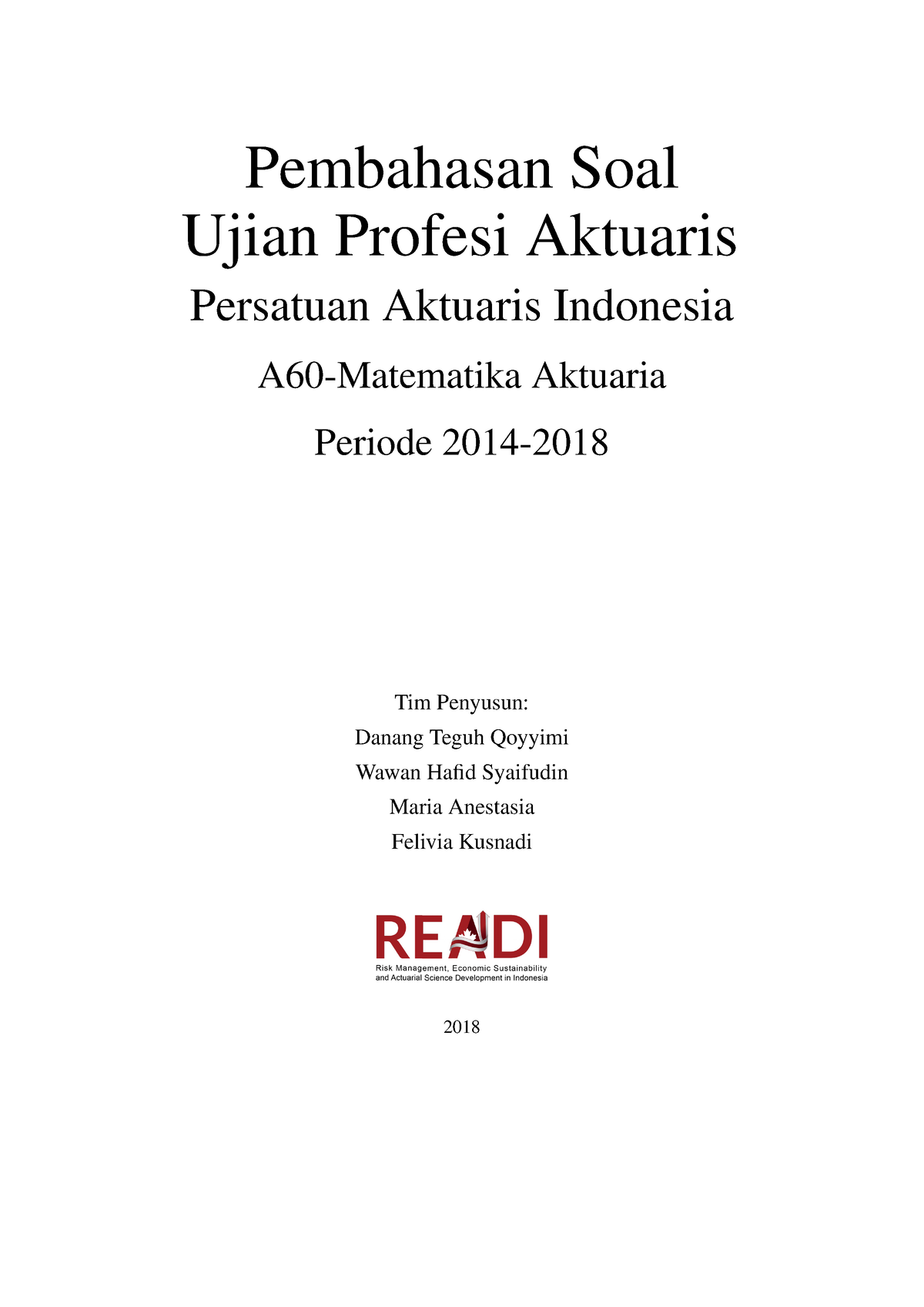 Pdfcoffee - Solusi Aktuaria - Pembahasan Soal Ujian Profesi Aktuaris ...