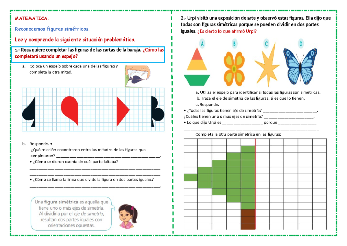 Ficha DE Matematica Identificamos Figuras Simetricas - MATEMATICA ...