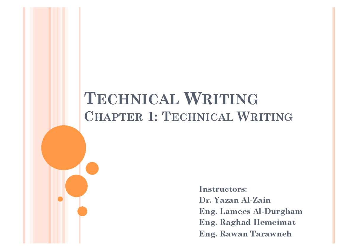 (1) Introduction to Technical Writing - TECHNICAL WRITING CHAPTER 1 ...