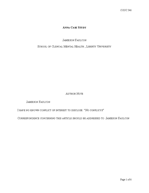 Case Study Jane - Case Study: Jane School of Behavioral Sciences