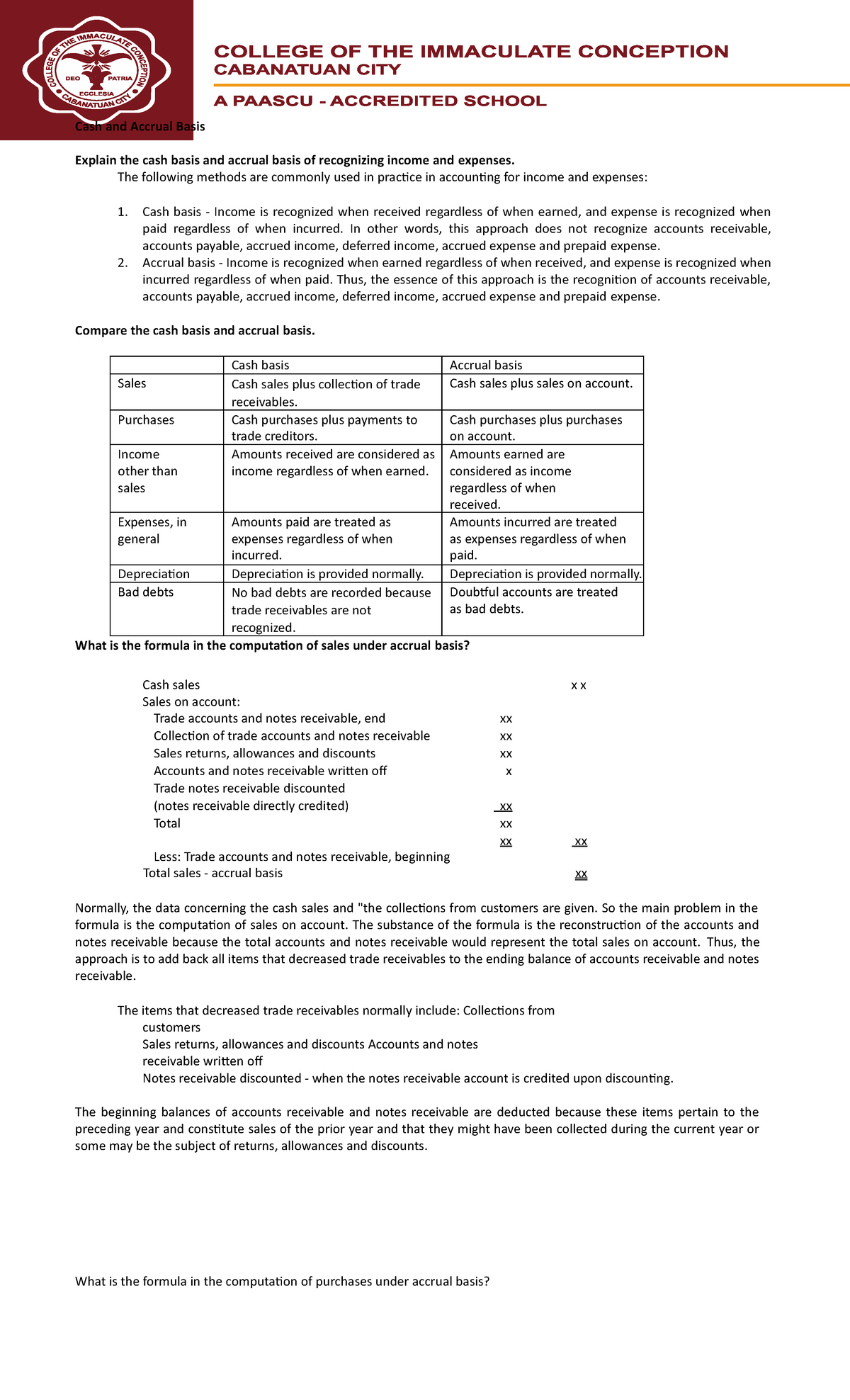 Cash And Accrual Basis Lecture - Cash And Accrual Basis Explain The ...