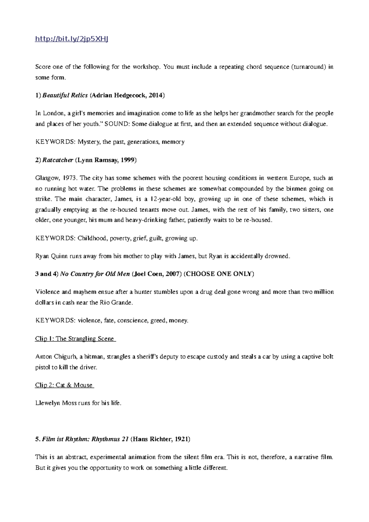 Clip notes - bit/2jp5XHJ Score one of the following for the workshop ...