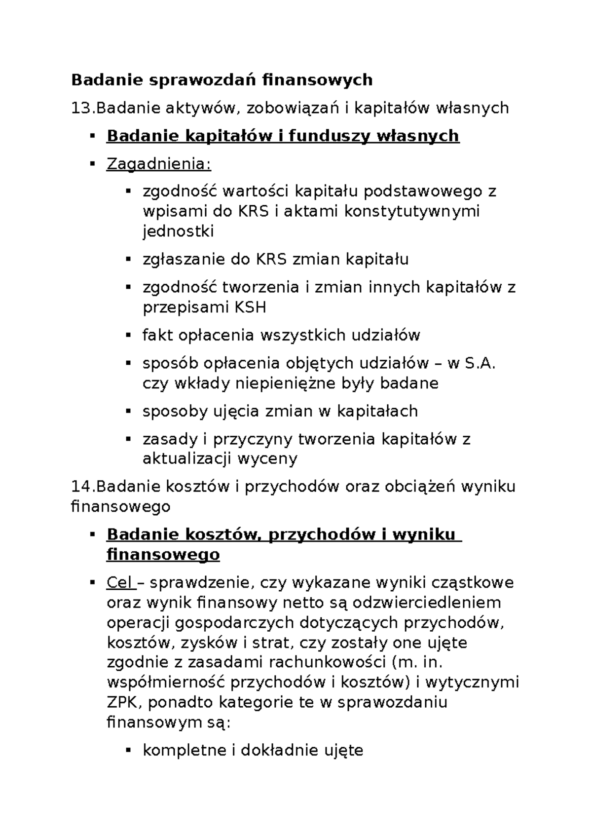 20. Badanie Sprawozdań Finansowych - Badanie Sprawozdań Finansowych 13 ...