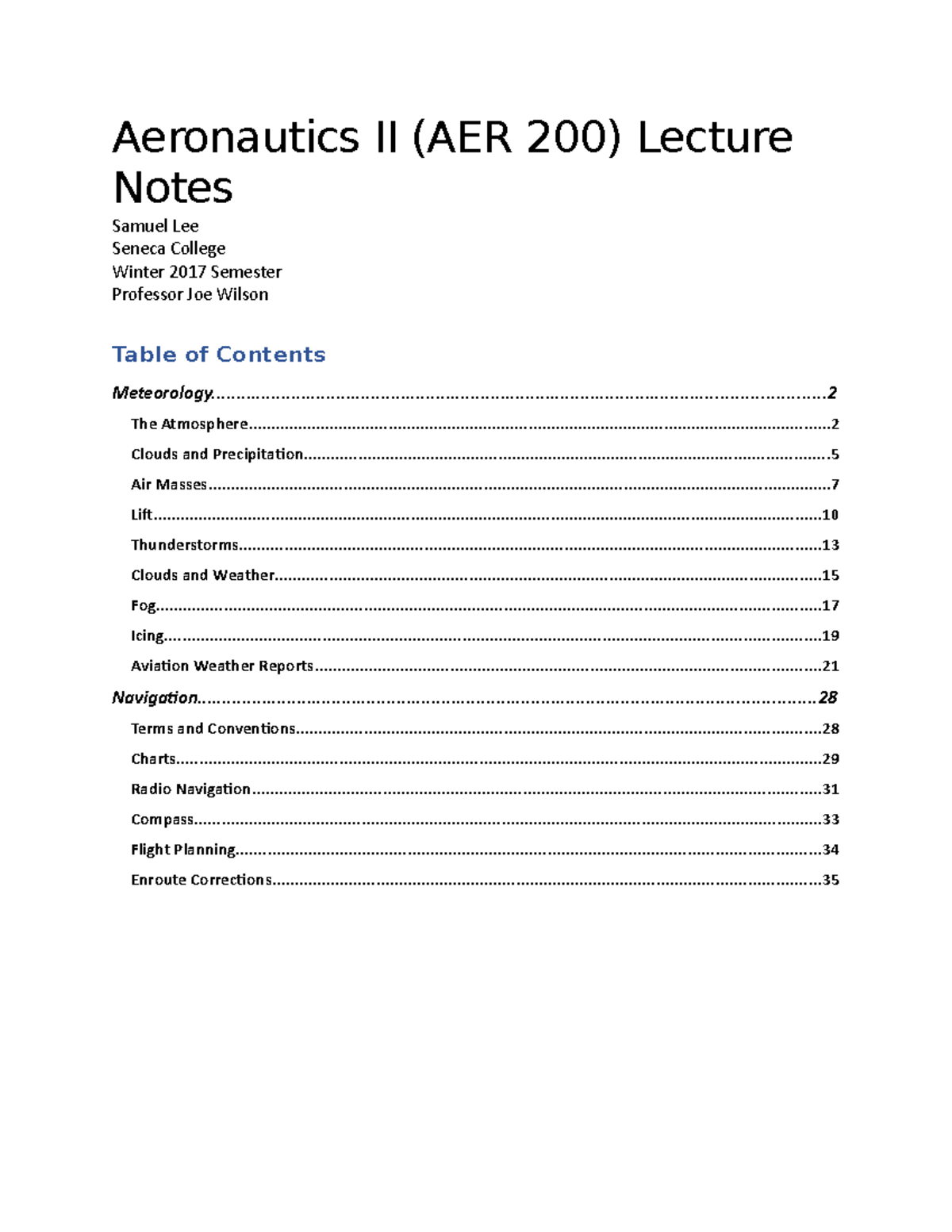 AER 200 Lecture Notes - Aeronautics II (AER 200) Lecture Notes Samuel ...