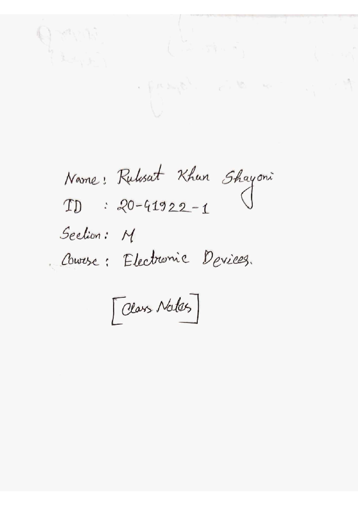 [20-41922-1] ED Mid Class Notes - Name: Shayoni Rulsat Khun ID ...