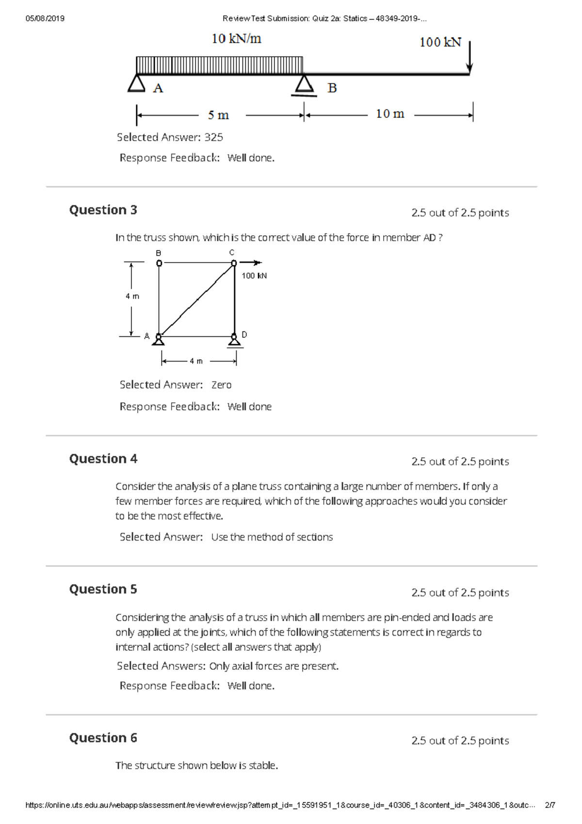 Quiz 2a Statics 100% - Review Test Submission: Quiz 2a: Statics ...