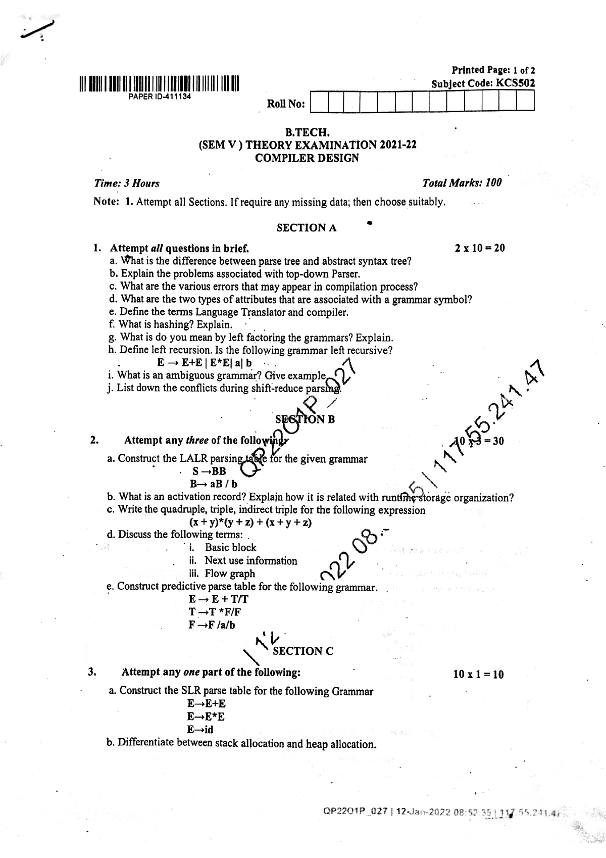 Compiler Design KCS502 - Studocu