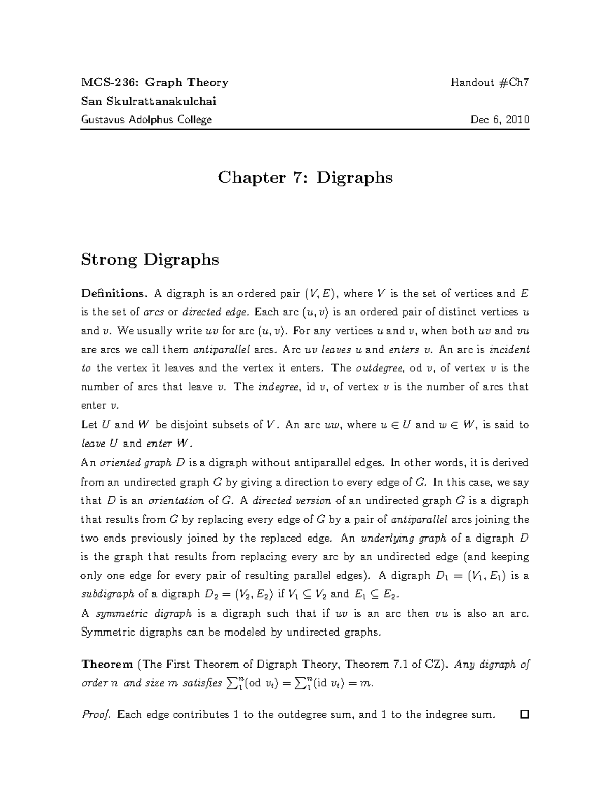 introduction to graph theory chapter seven - MCS-236: Graph Theory ...