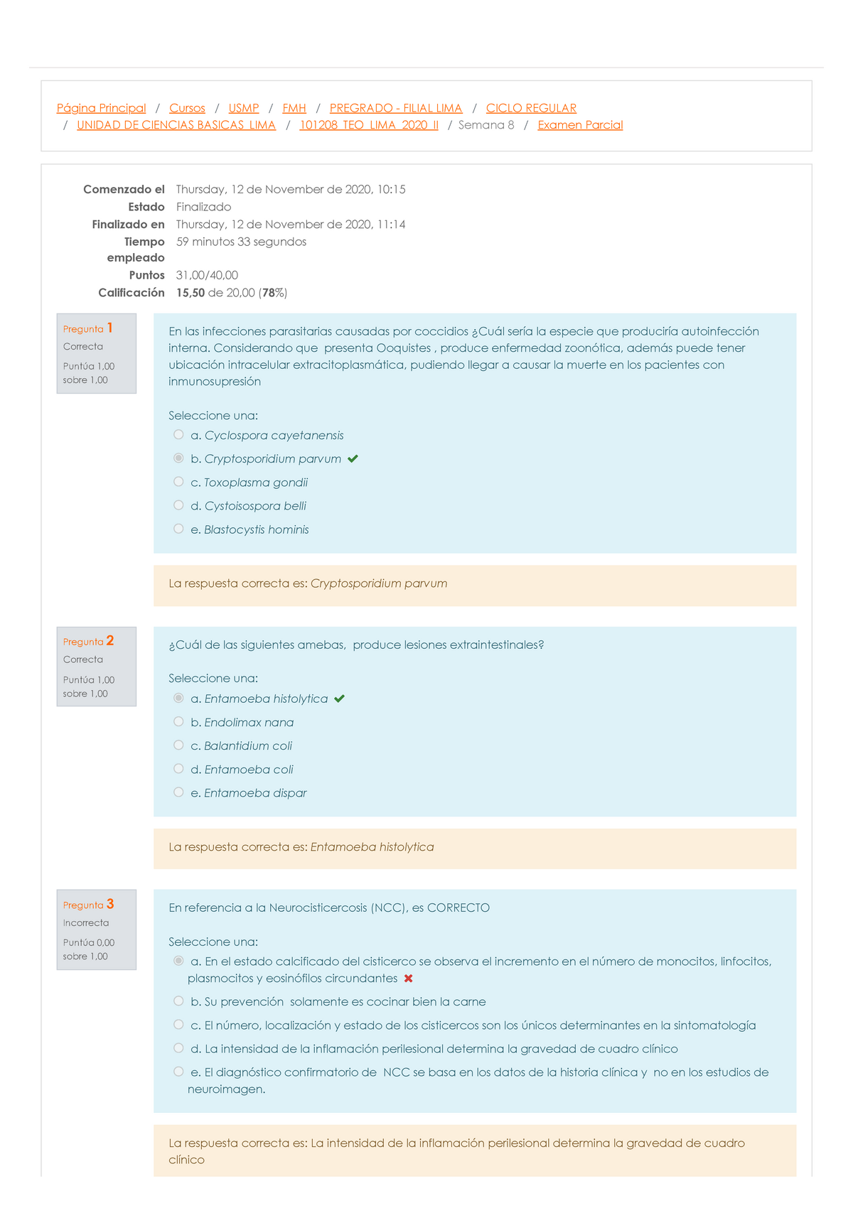 Examen Parcial De Parasitología - Revisión - Página Principal / Cursos ...