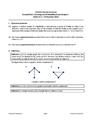 Tut09qns - tutorial 9 - CS1231S: Discrete Structures Tutorial # 9 ...