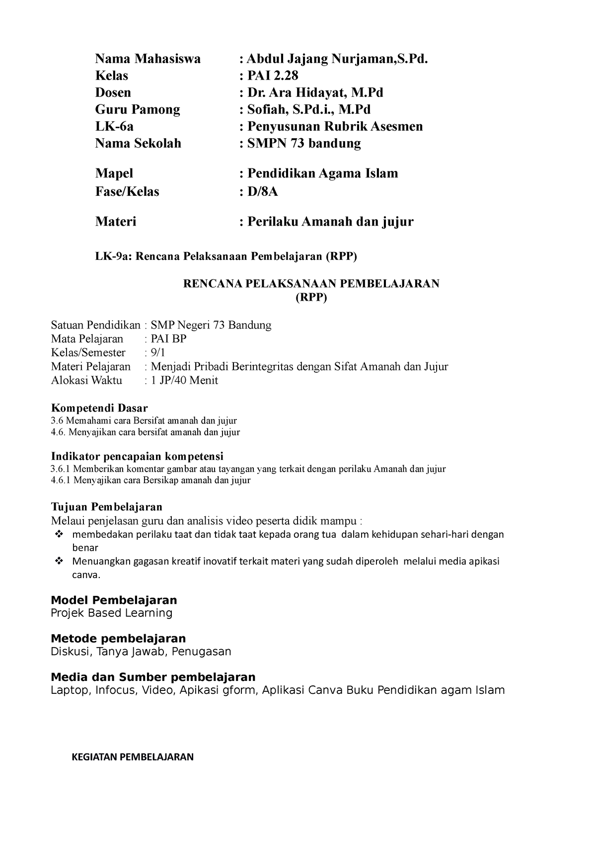 LK 9 - Penyusunan Modul Project P5-ppra - Nama Mahasiswa : Abdul Jajang ...