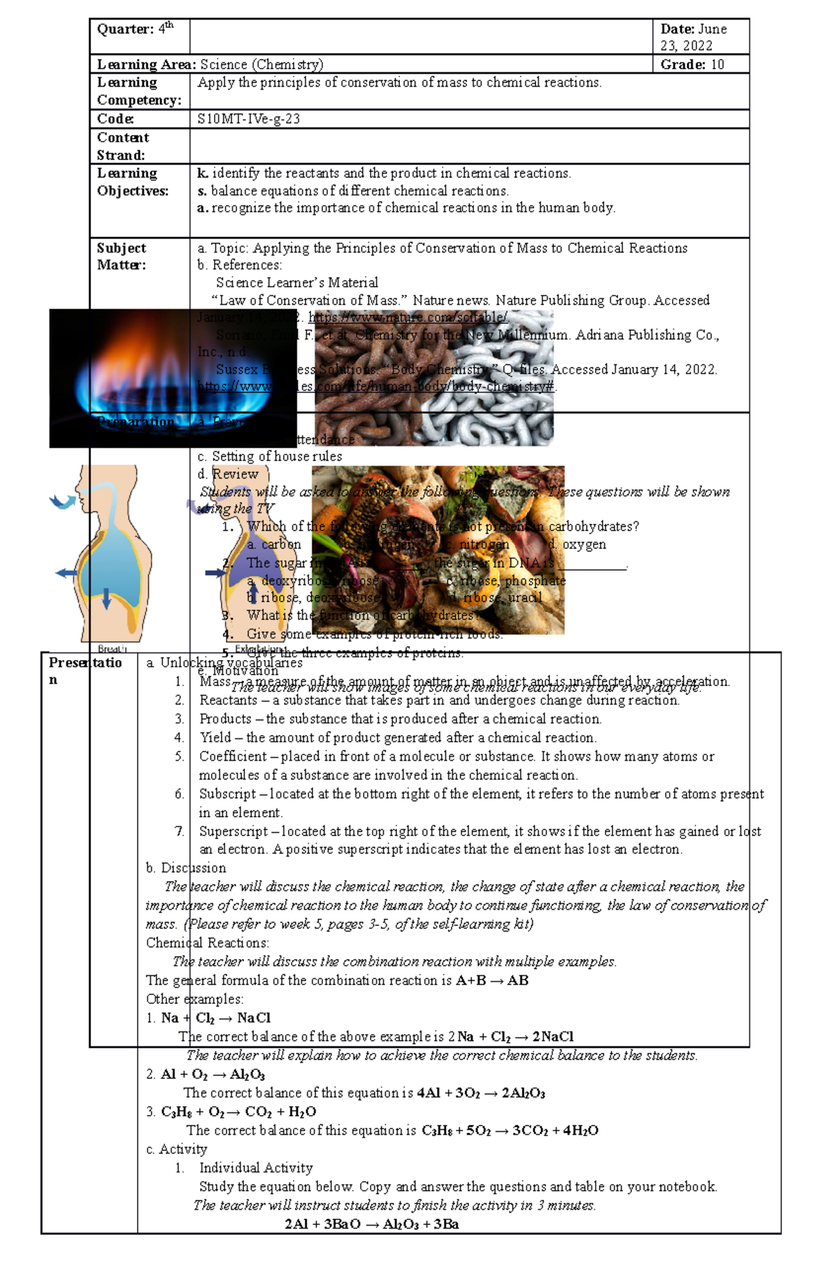 COLP1 - This Is An Example Of Law Of "Mass Conservation In Chemical ...