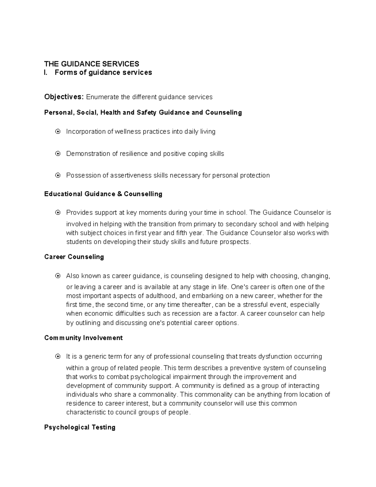 Module 3 Guidance and Counseling - THE GUIDANCE SERVICES I. Forms of ...