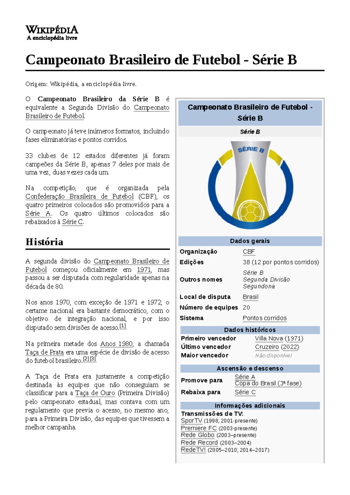 Campeonato Brasileiro de Futebol - Série B - Campeonato Brasileiro