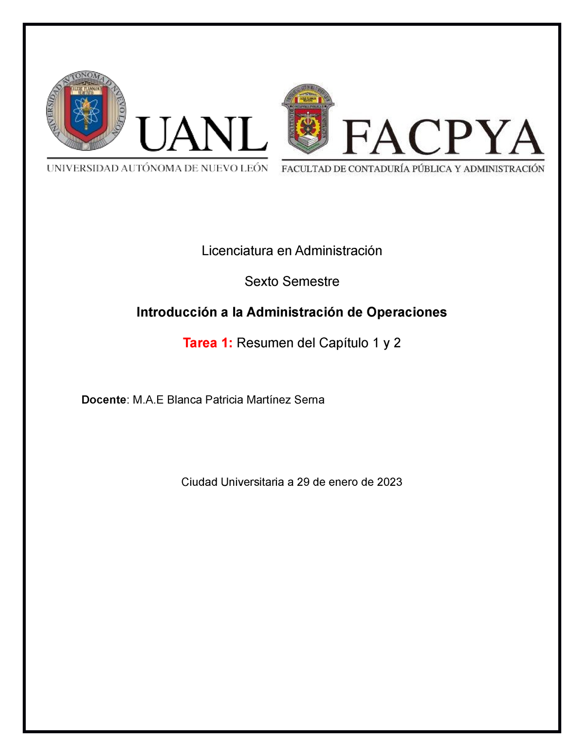 Evidencia 1 Licenciatura En Administración Sexto Semestre Introducción A La Administración De 7307