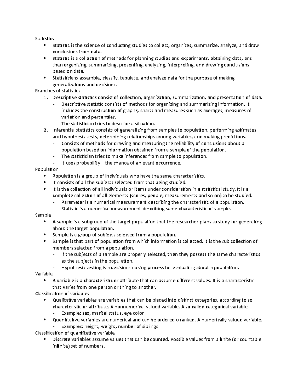 Statistics ma guid - Statistics Statistic is the science of conducting ...