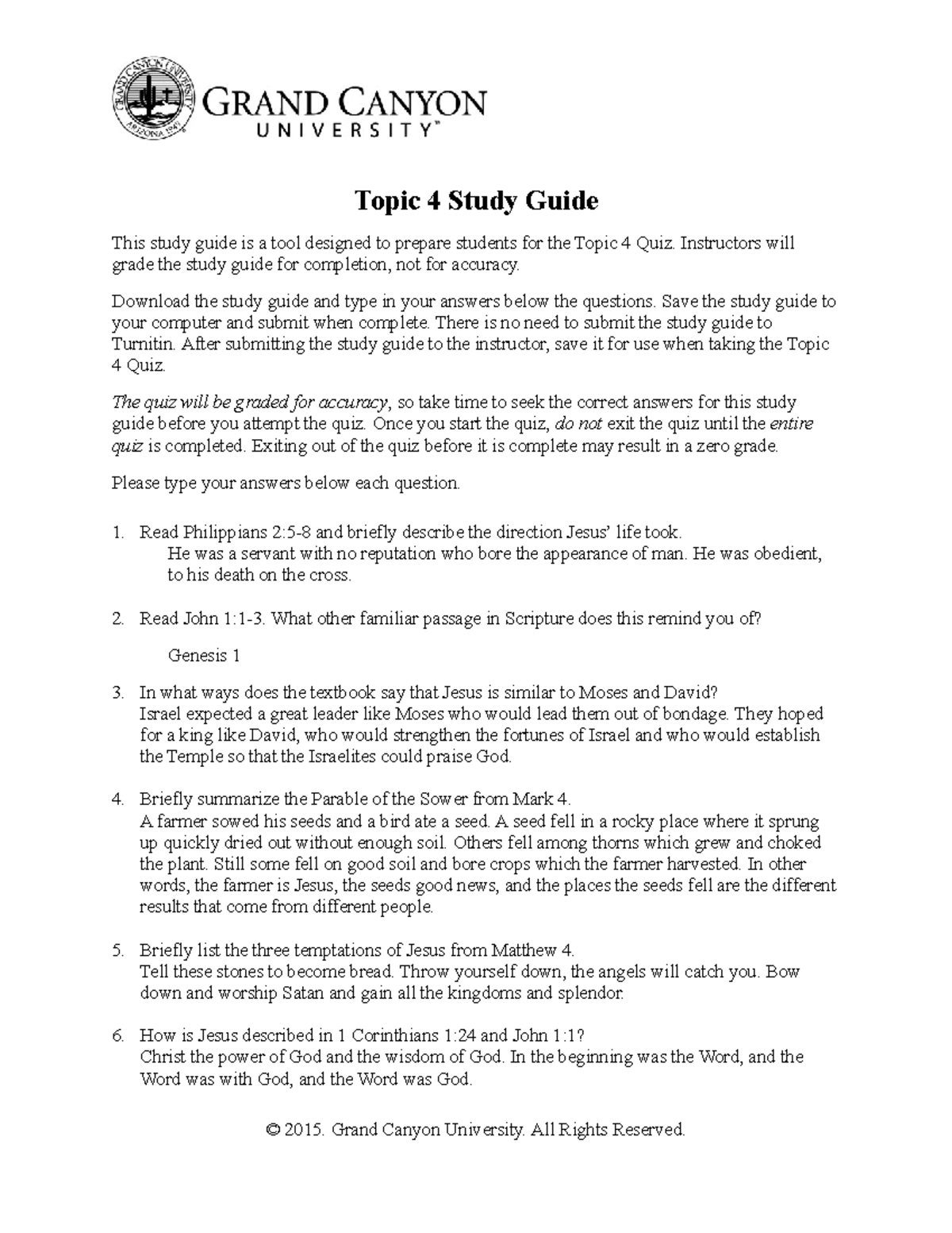 T4 Study Guide - Topic 4 Study Guide This study guide is a tool ...
