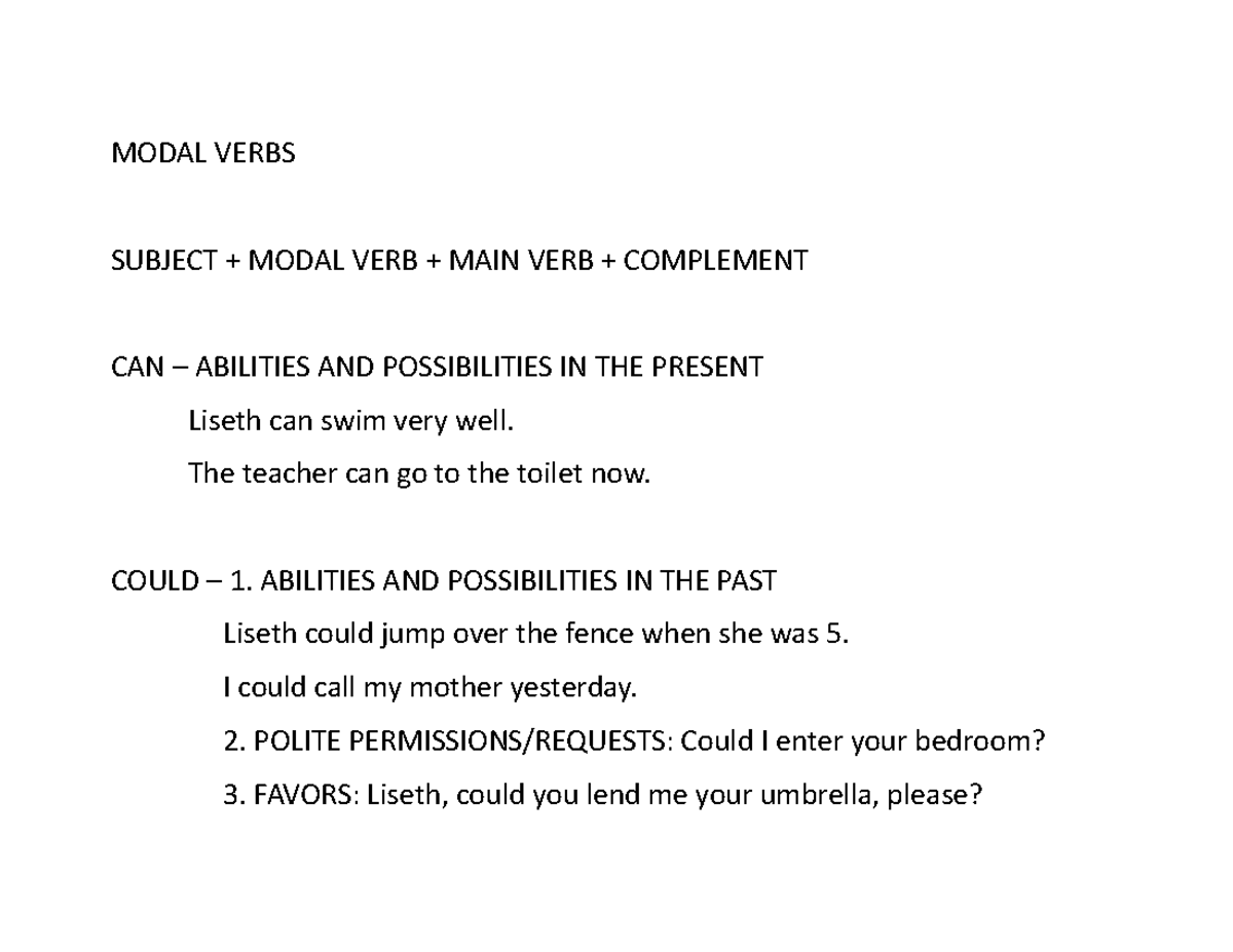 Modal Verbs - ayuda en la comprensión de tema en diferentes contextos ...