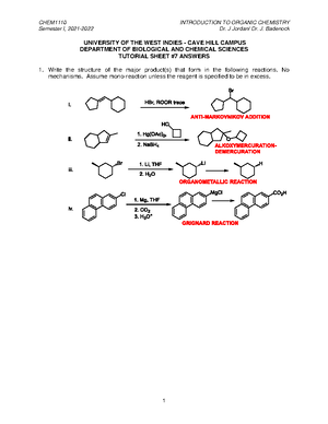 Stereochemistry Assignment 1 2019 2020 - UNIVERSITY OF THE WEST INDIES ...