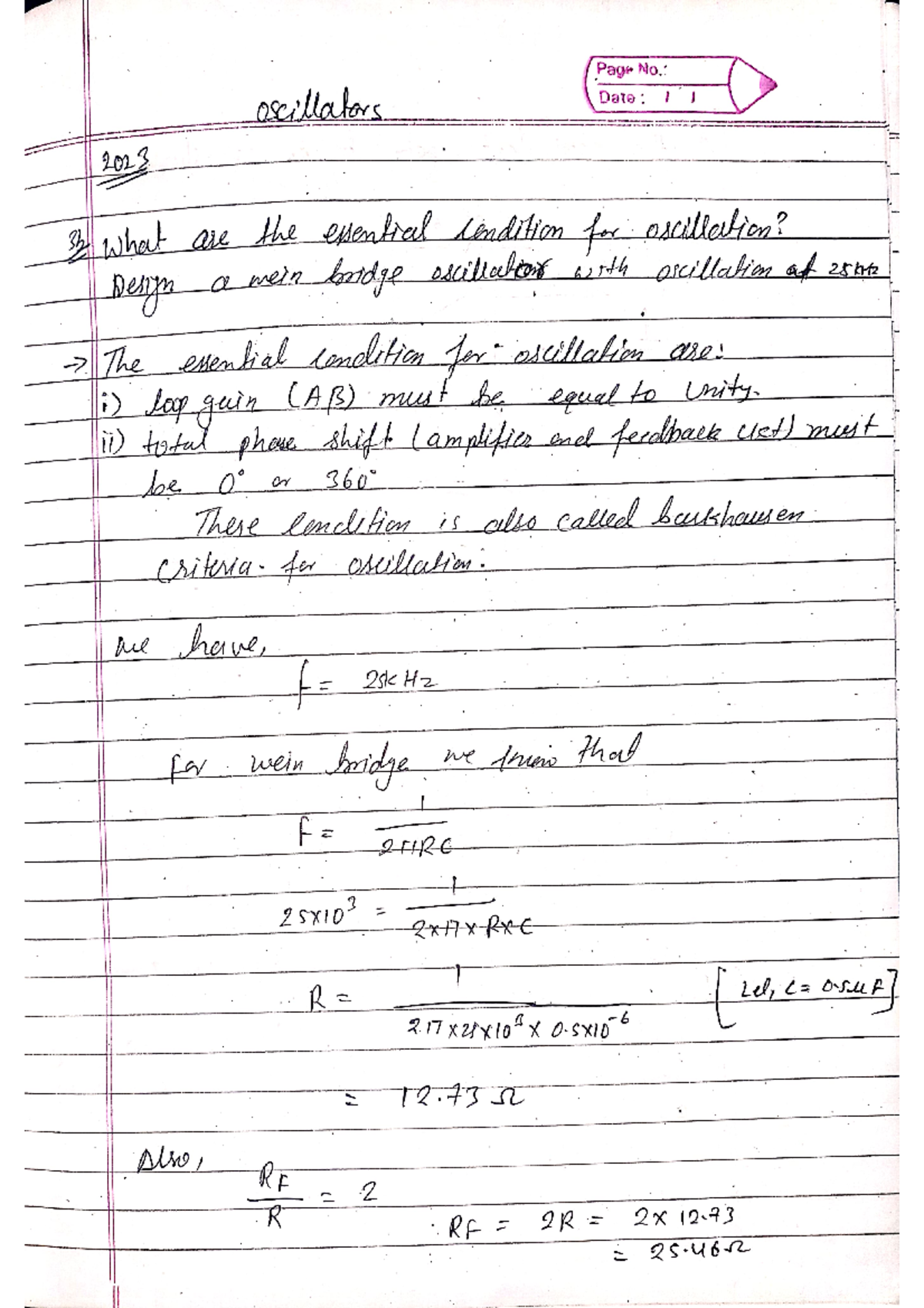 Oscillator assignment 5 - Electronic Device and Circuits - Studocu