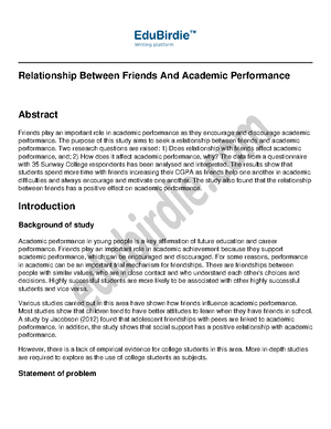 How Friends Influence Behavior: Friendships and School Performance