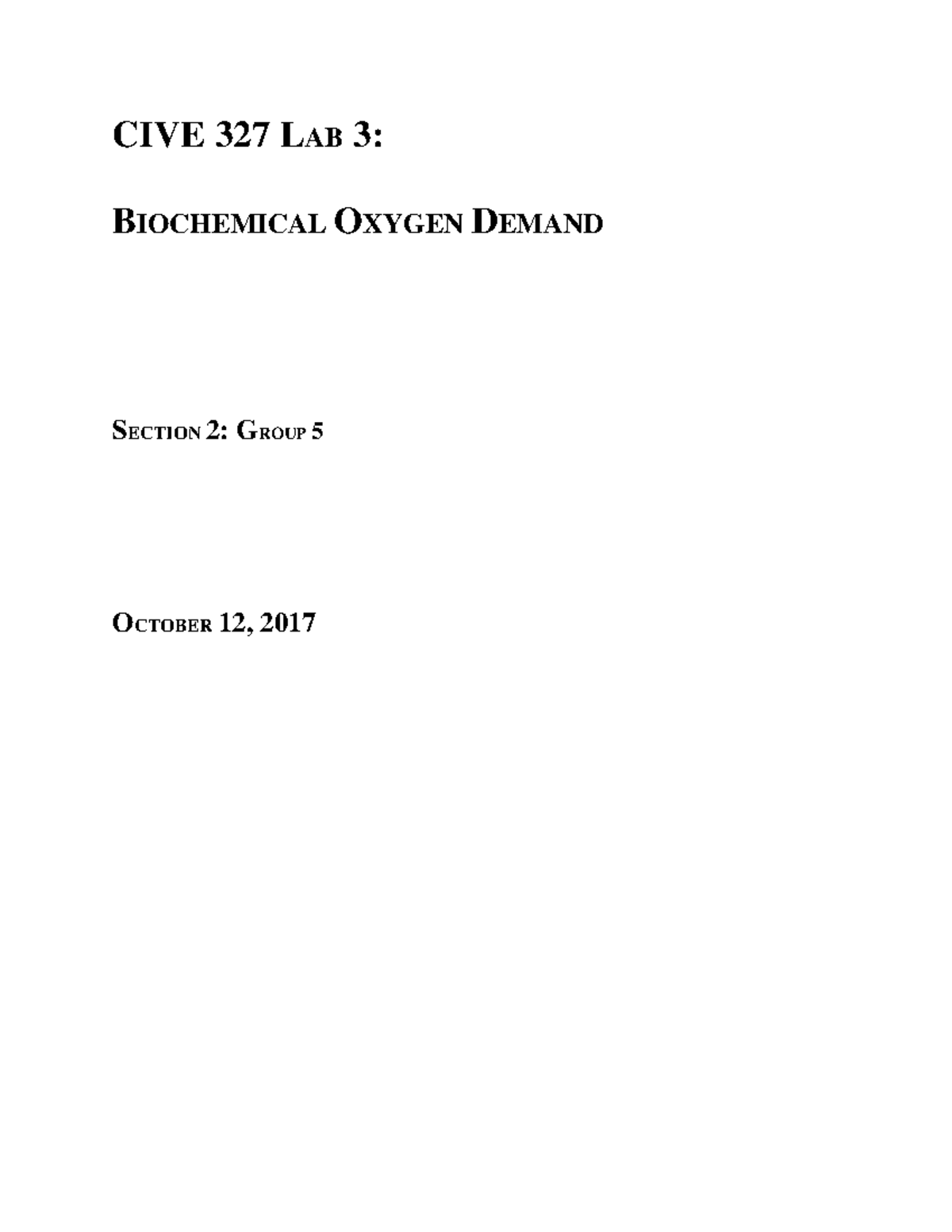 Lab 3 Biochemical Oxygen Demand Warning TT undefined function 32