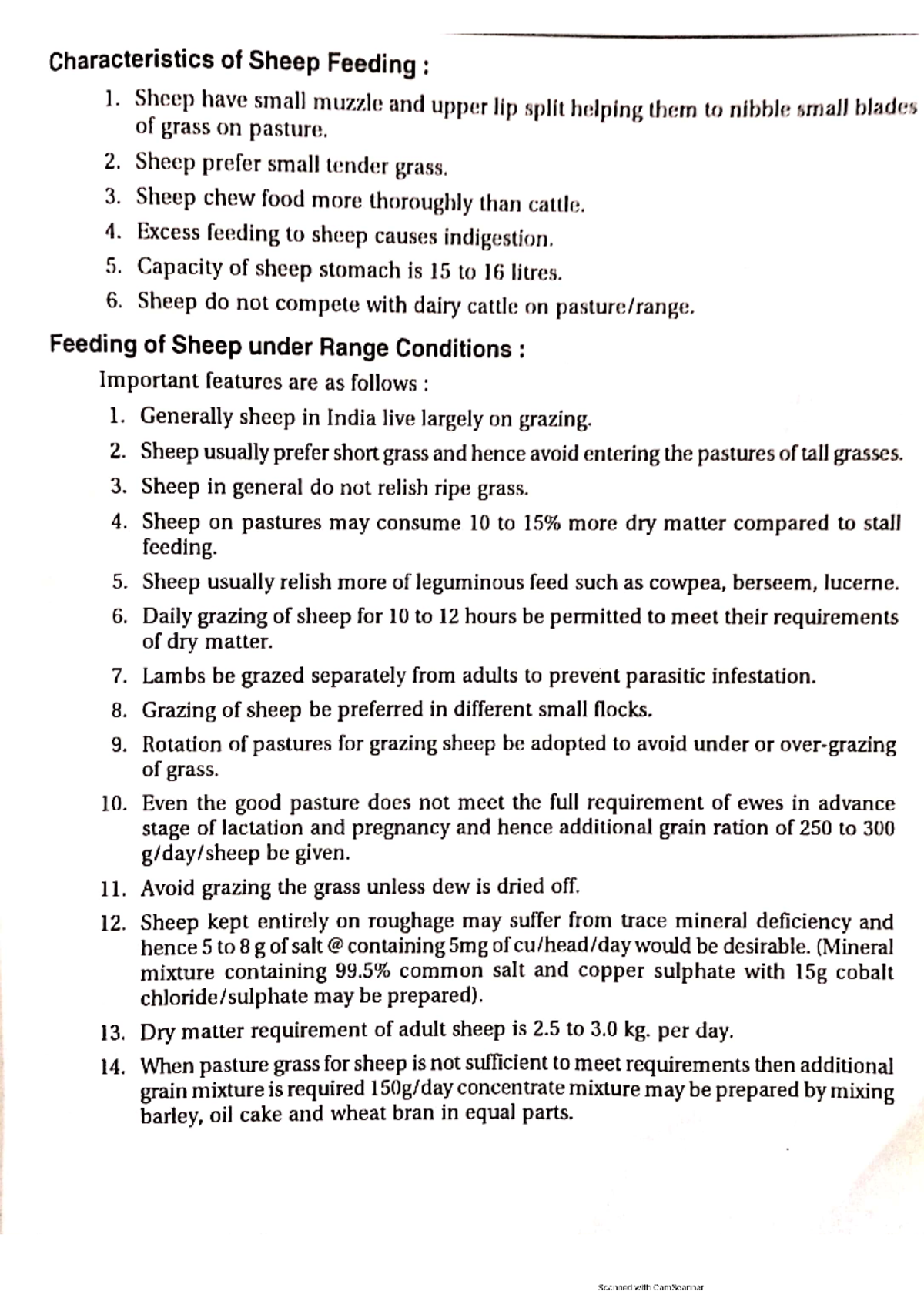 Sheep Feeding - AHD Notes - animal husbandary - Studocu