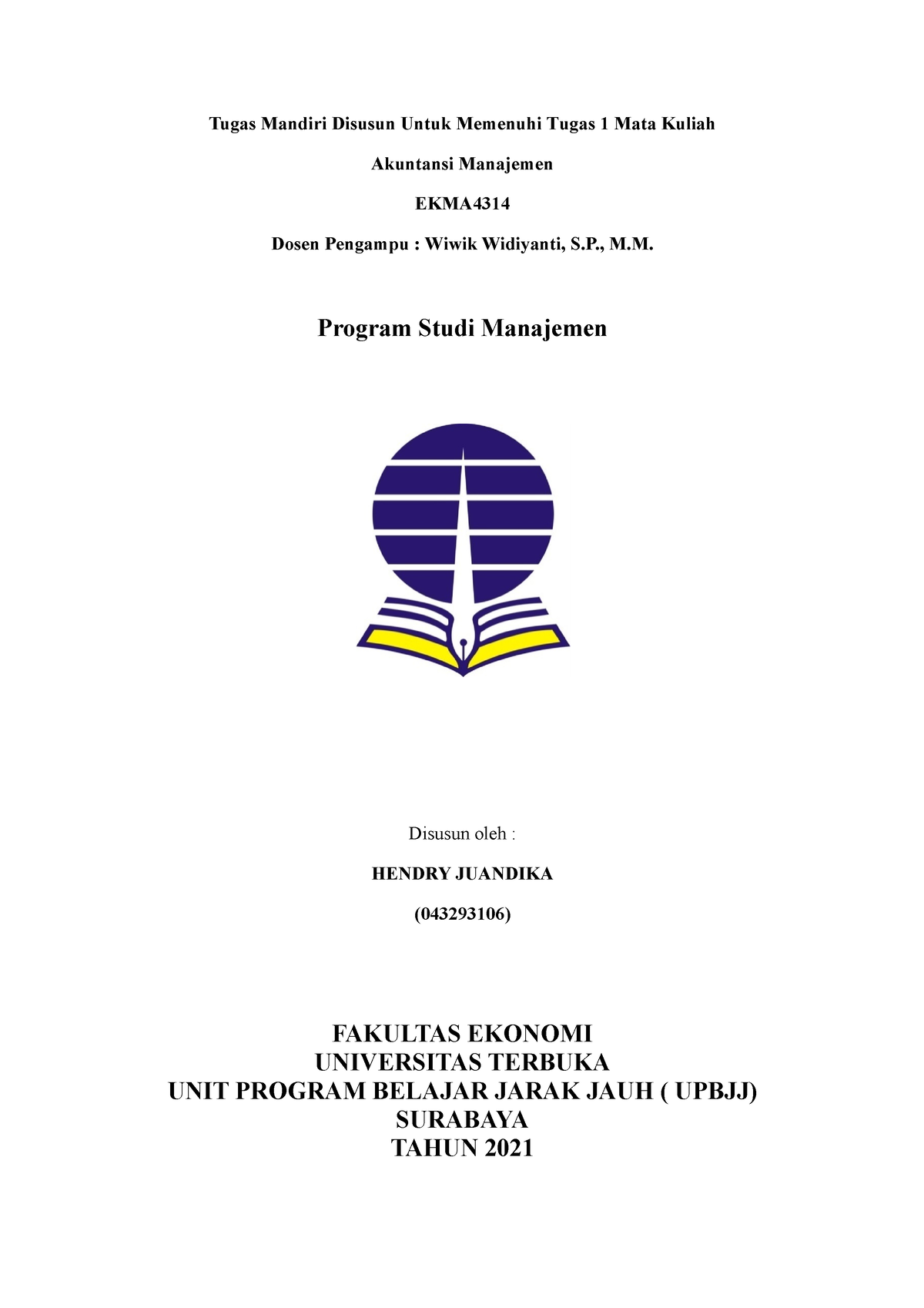 Tugas I Akuntansi Manajemen - Tugas Mandiri Disusun Untuk Memenuhi ...