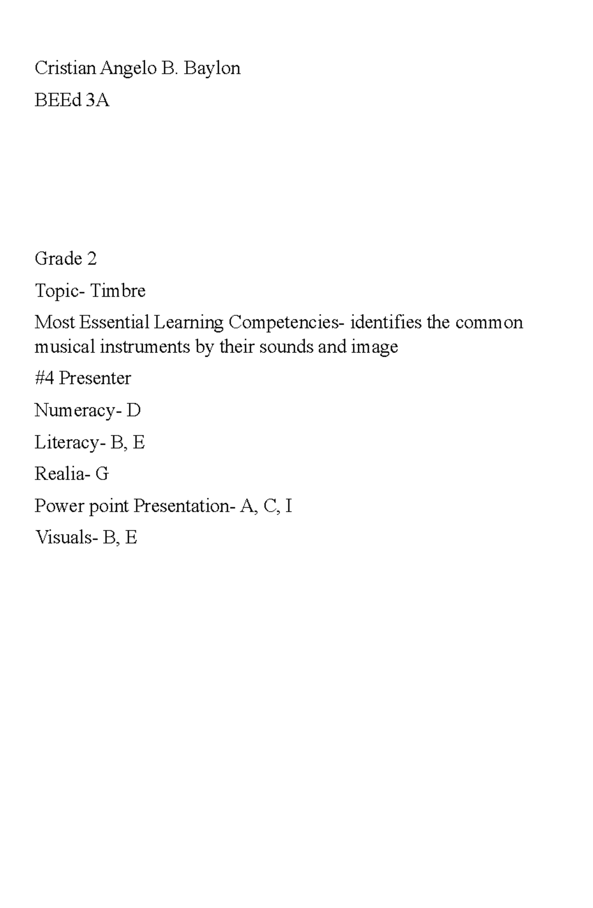 LP Final - Lesson Plan - Cristian Angelo B. Baylon BEEd 3A Grade 2 ...