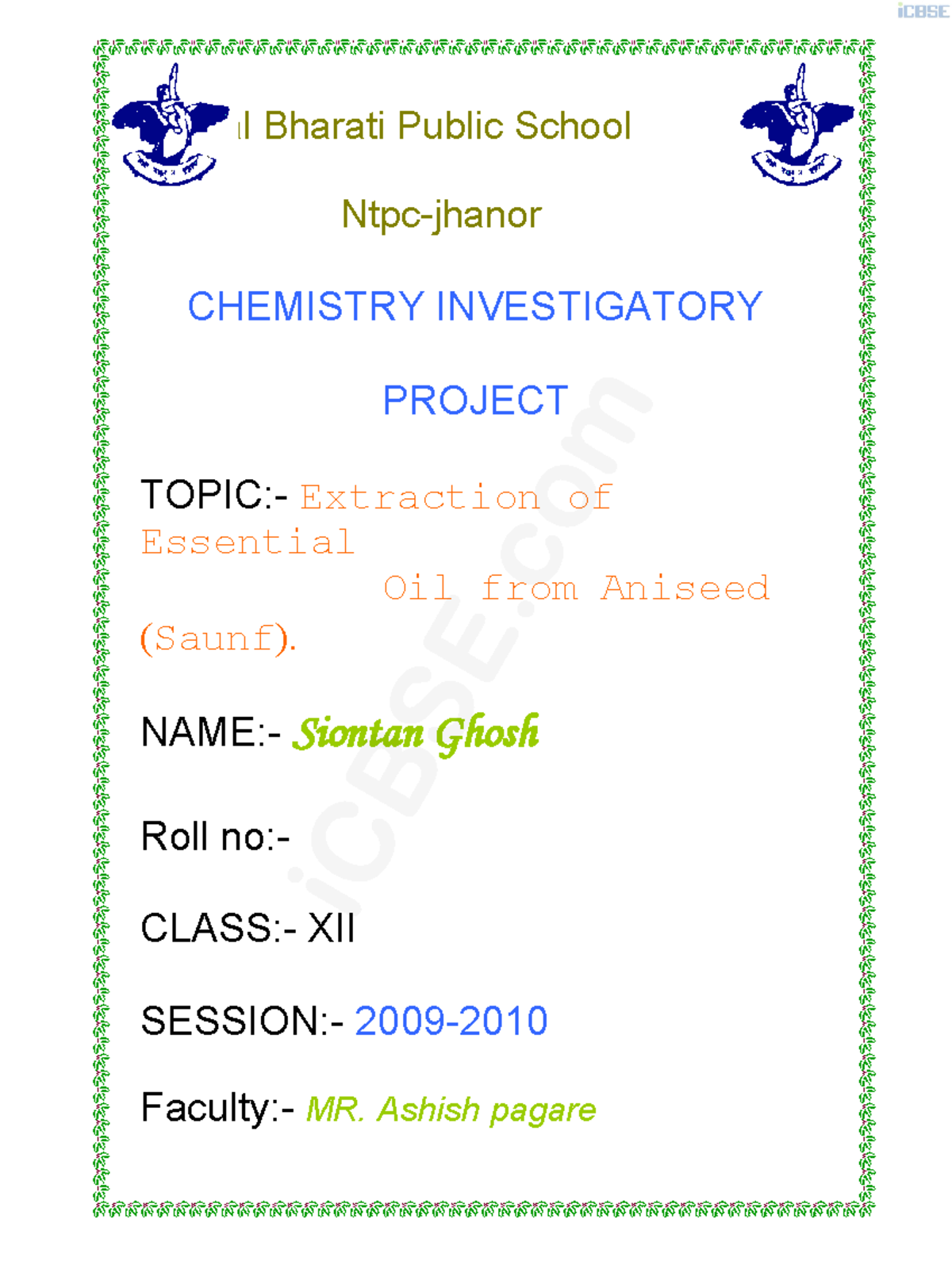 Icbse - good project - Bal Bharati Public School Ntpc-jhanor CHEMISTRY ...