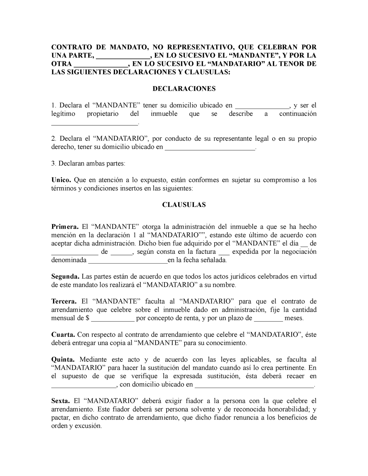 34 36-Modelo Contrato De Mandato - CONTRATO DE MANDATO, NO ...