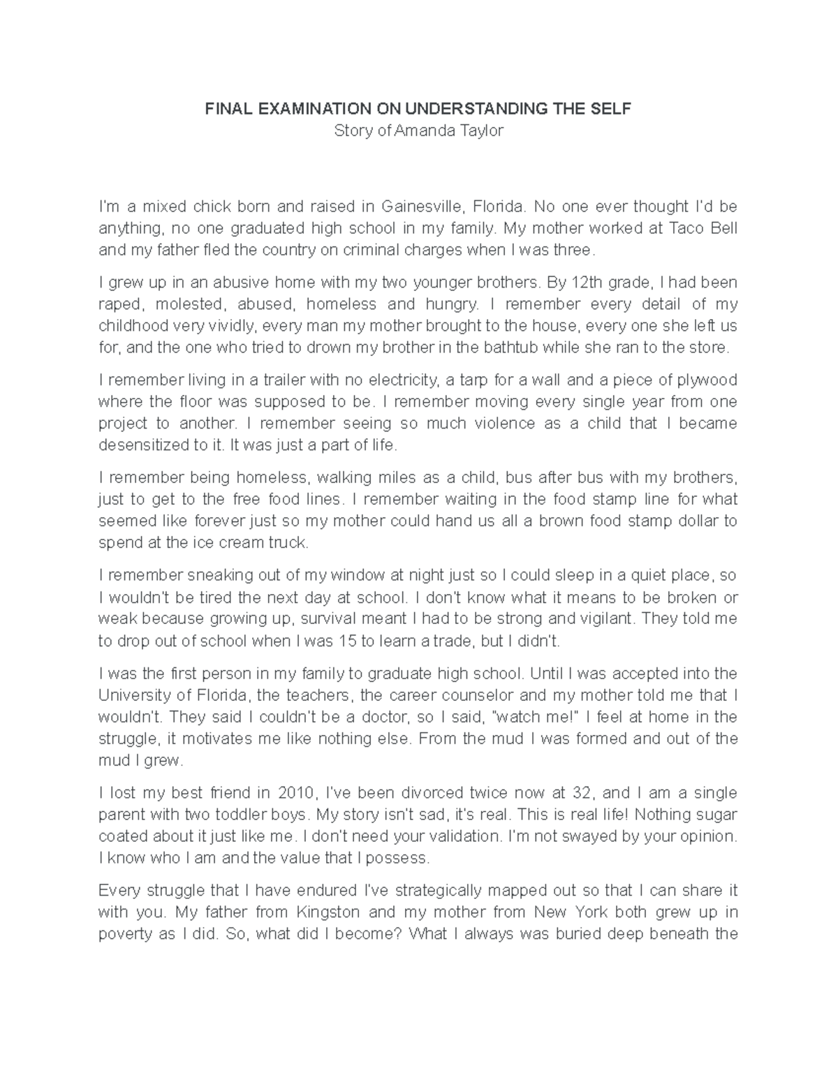 Final Examination on Understanding the Self with answers - FINAL ...